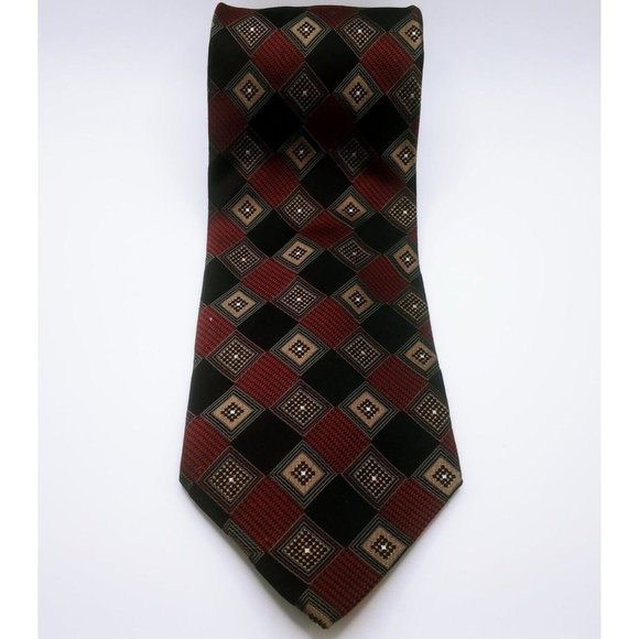 Men's Tie Roberto Villini Couture Multi-Color Geometric Diamond Print 100% Silk - Picture 1 of 12